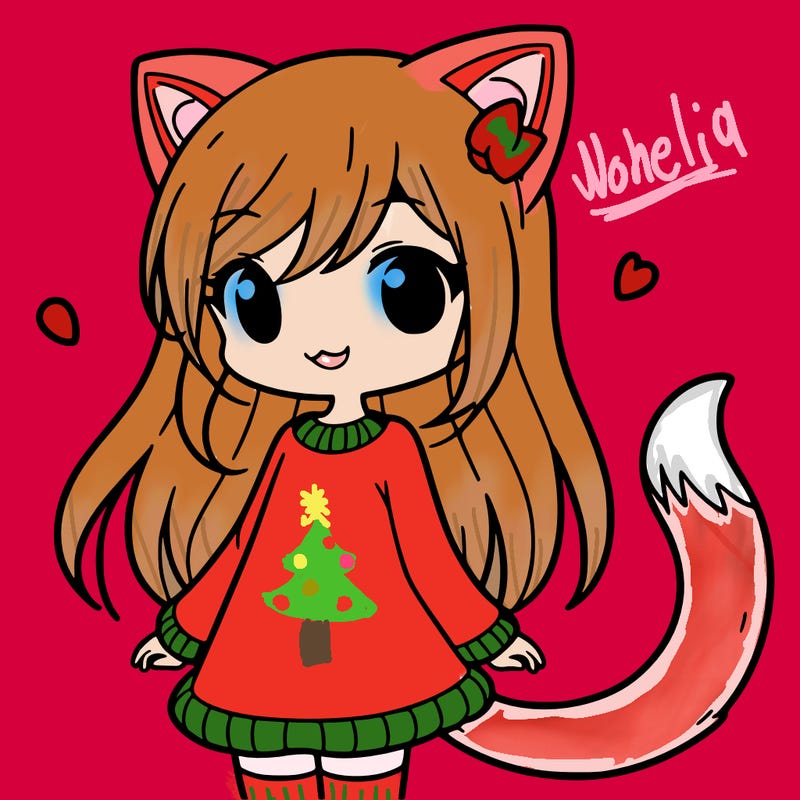 girl with cat ears and tail