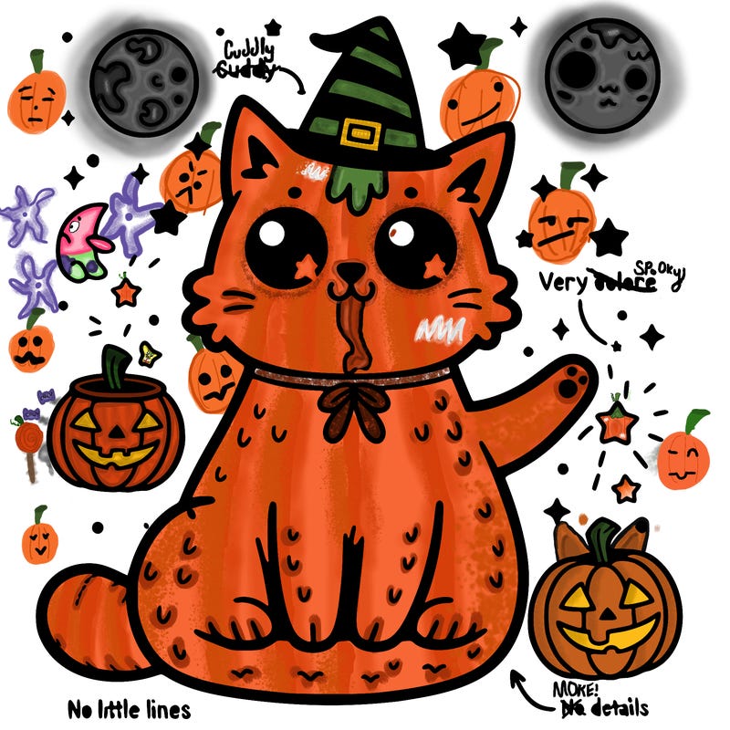 cuddly magical spooky cat
