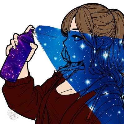 a realistic girl spray, painting