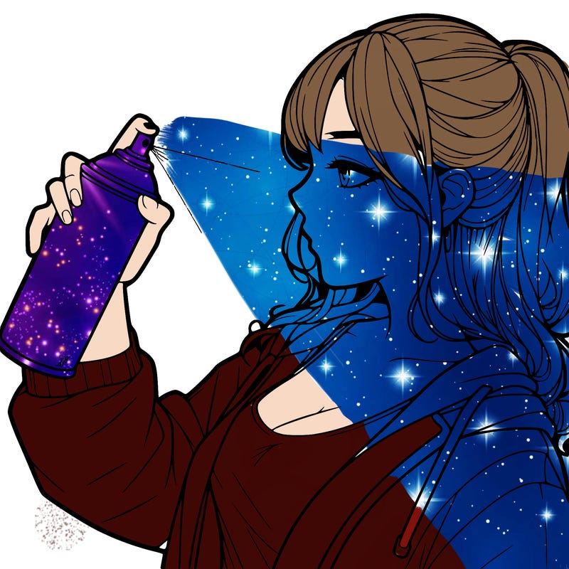 a realistic girl spray, painting