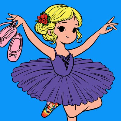 ballerina with ballet shoes in hand