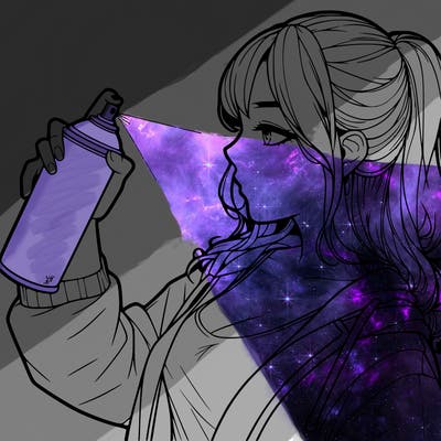 a realistic girl spray, painting