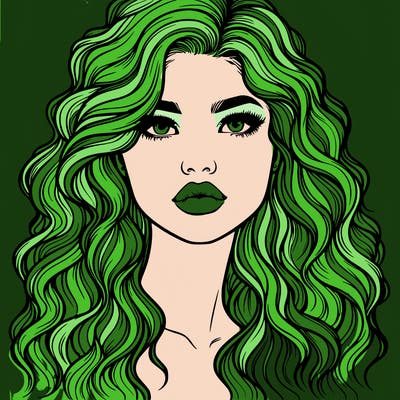 realistic girl with wavy hair and lips