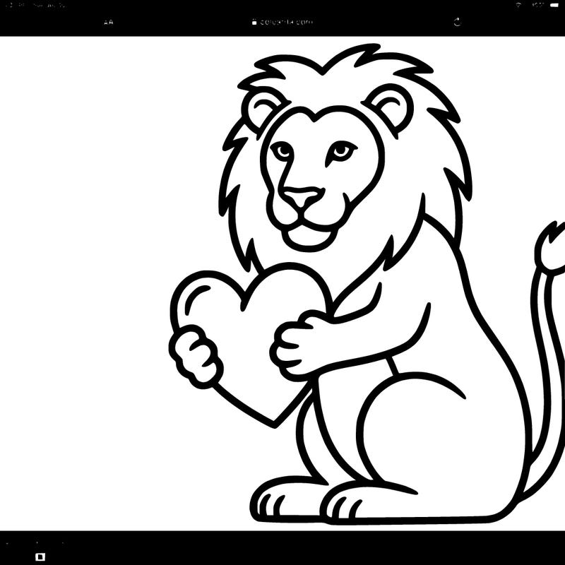 a lion holding a heart