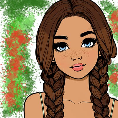 realistic girl with braids