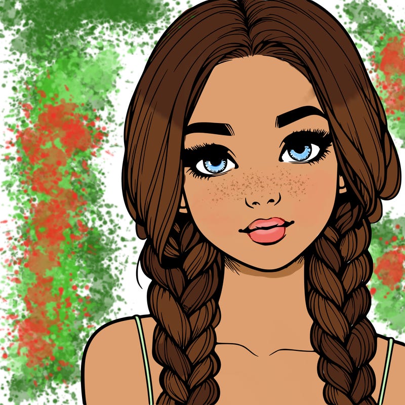 realistic girl with braids