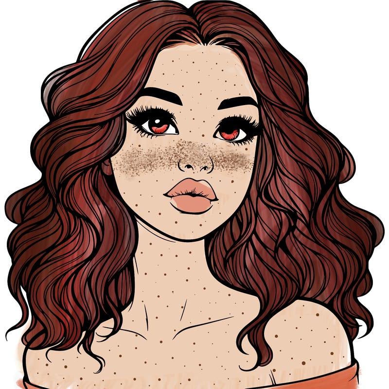 realistic girl with wavy hair and lips