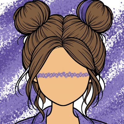 realistic girl with buns on the top of her hair