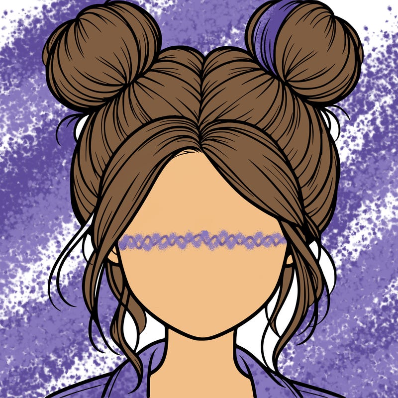 realistic girl with buns on the top of her hair