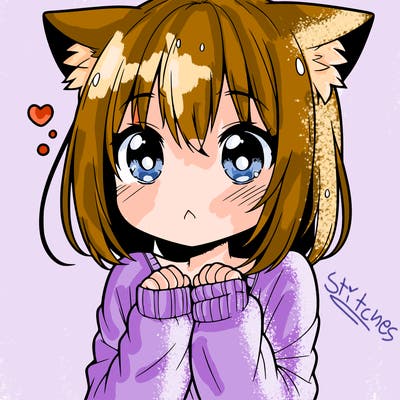 shy anime catgirl