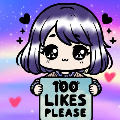 cute girl holding a sign saying 100 likes please