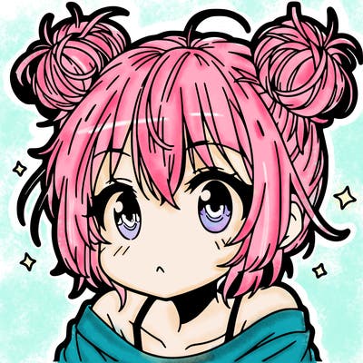 a manga girl with messy small buns