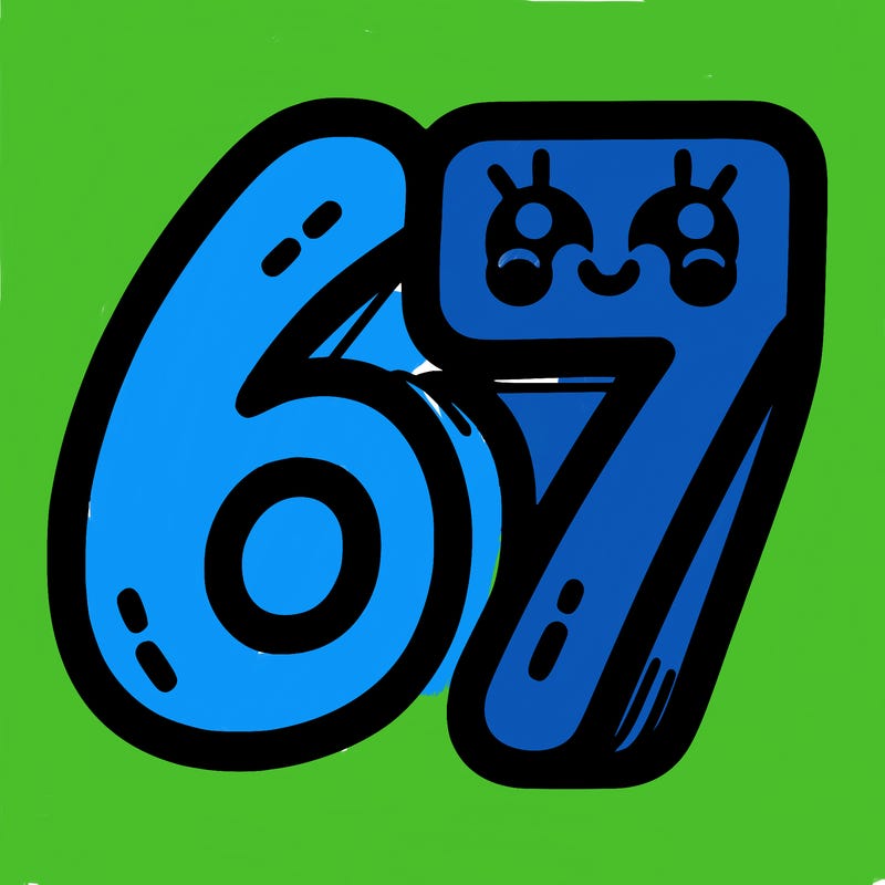 the numbers 67