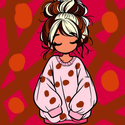 girl with baggy sweatshirt and messy bun