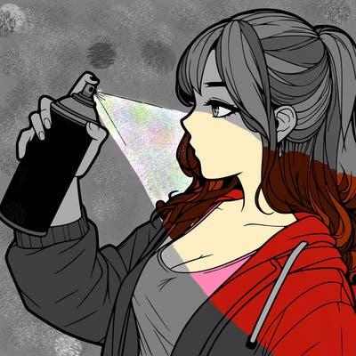 a realistic girl spray, painting