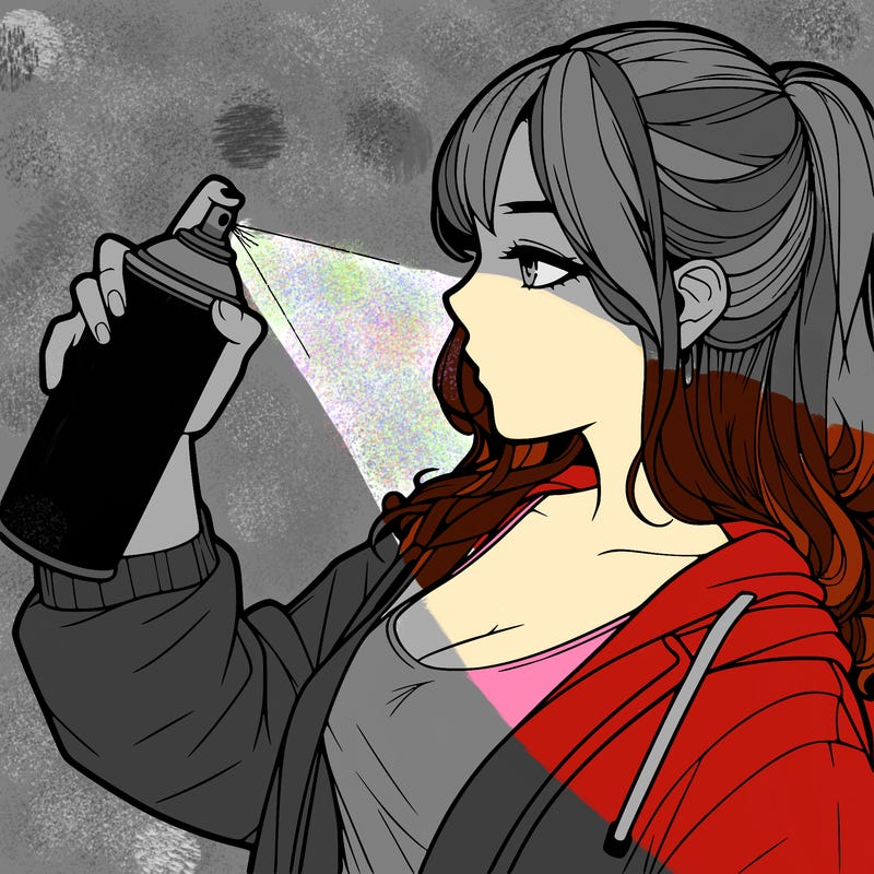 a realistic girl spray, painting