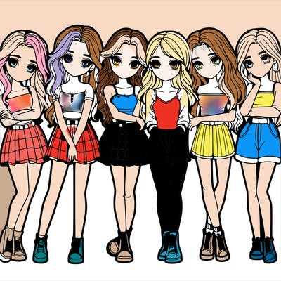 a group of girls realistic