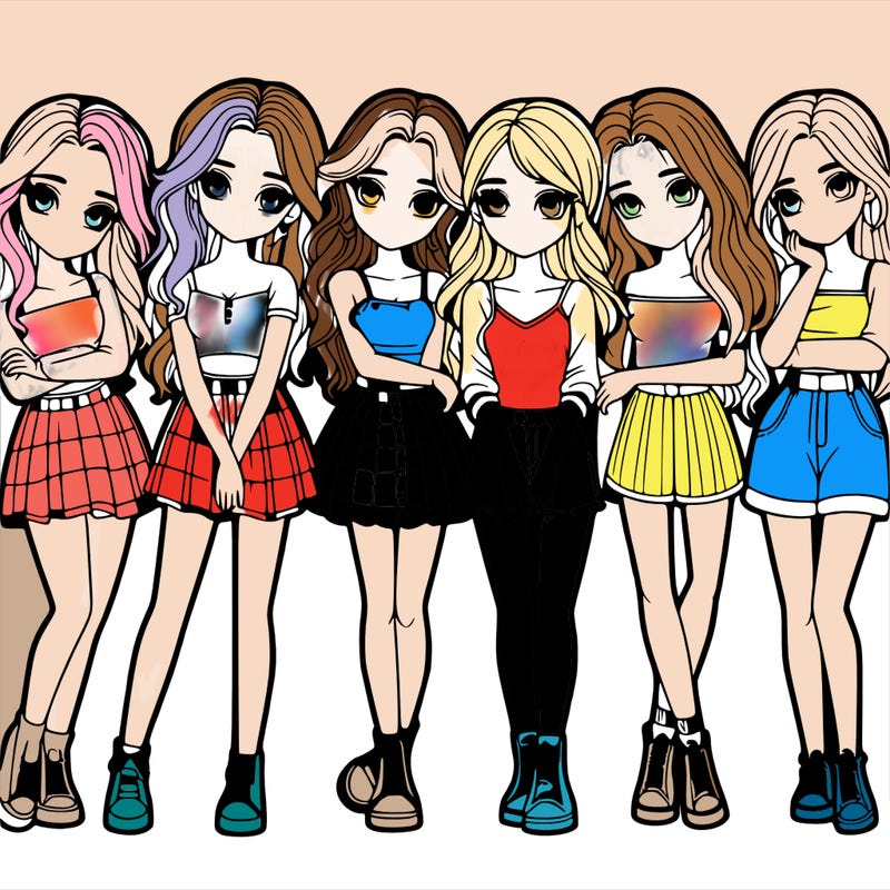 a group of girls realistic