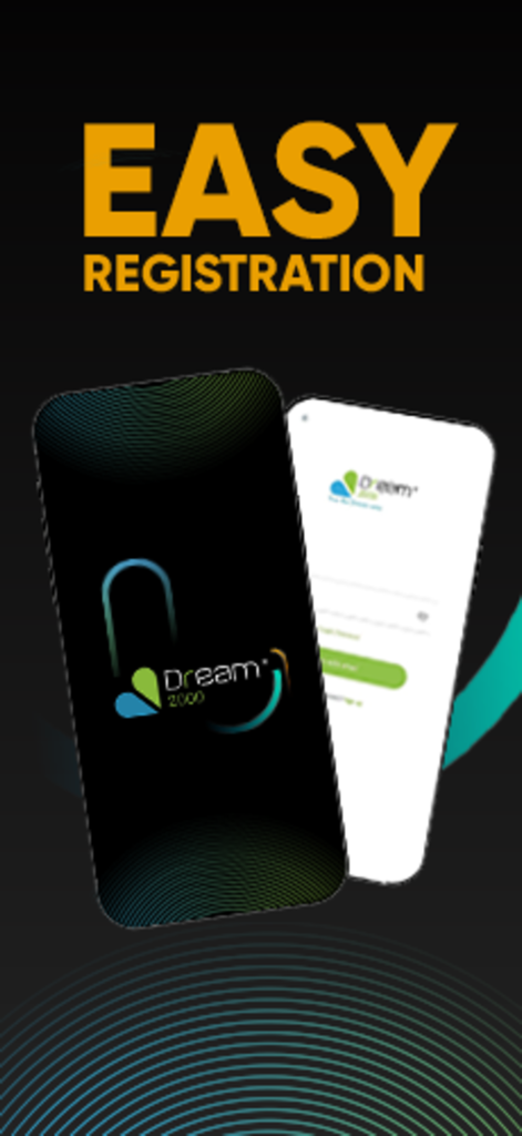 Easy registration screen for the Dream2000 electronics shopping app