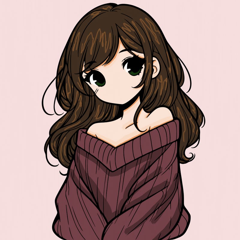 shy pretty girl wearing a sweater that is falling off one shoulder portrait