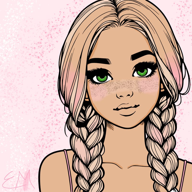 realistic girl with braids