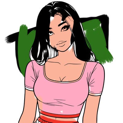 realistic girl with crop top