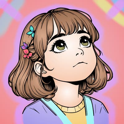 realistic girl looking up