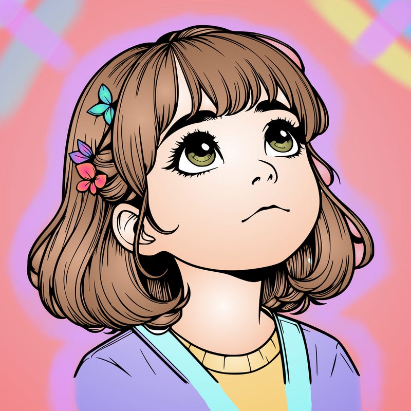 realistic girl looking up