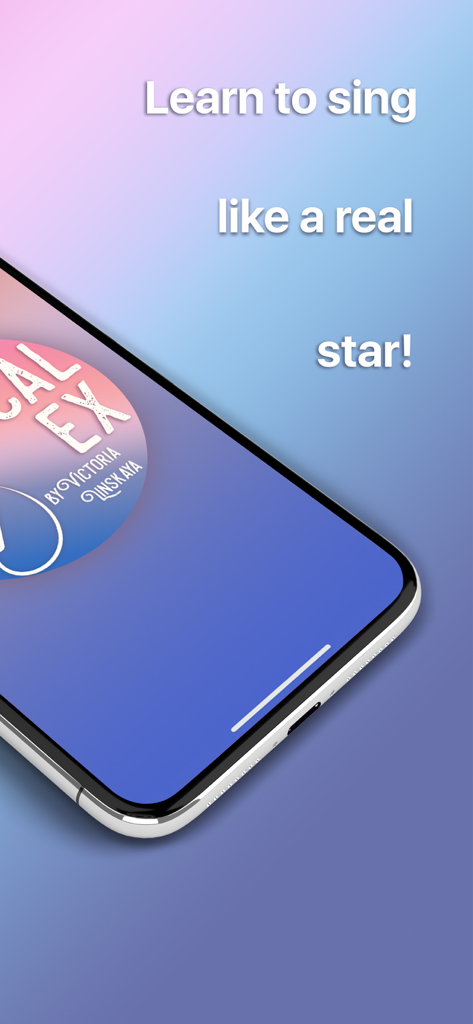 VocalEx-Vocal Exercises - VocalEx mobile app splash screen with the text Learn to sing like a real star