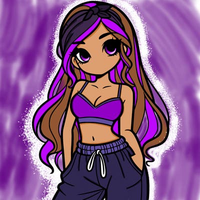 girl with crop top and sweat pants