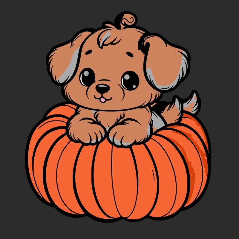 cute little puppy in a pumpkin