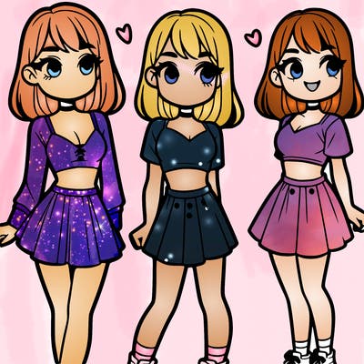 a girl in a crop top and skirt