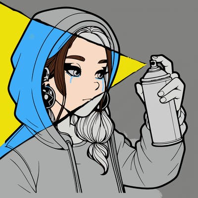 a realistic girl, spray painting