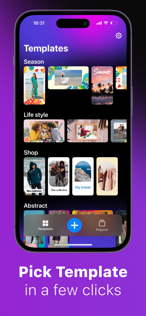 ClipClap: Video Clips Editor - ClipClap 앱 스크린샷, 라이프스타일 및 소셜 미디어 스토리를 위한 다양한 동영상 편집 템플릿 표시