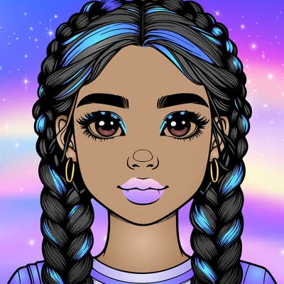 realistic girl with braids