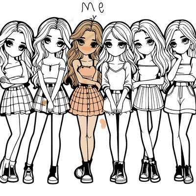 a group of girls realistic