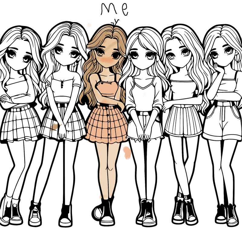 a group of girls realistic