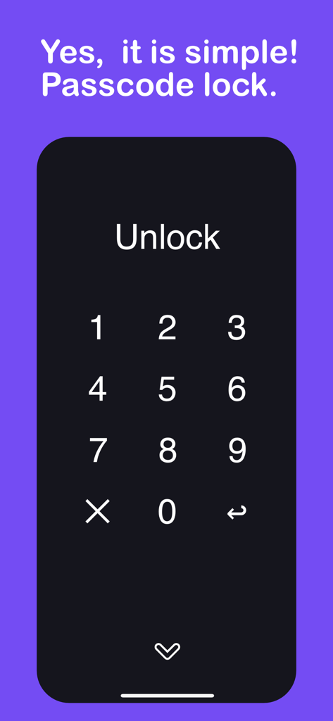 Passcode lock screen with a numeric keypad for the Lock Photos Private Secret Box app