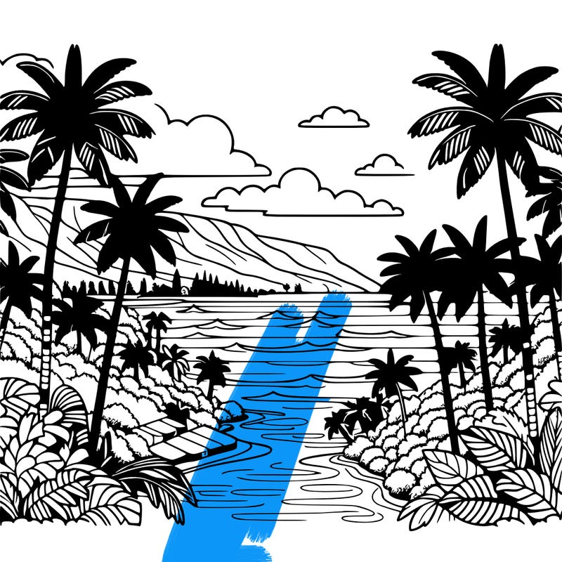 view of the ocean in hawaii lots of palm trees and beautiful view