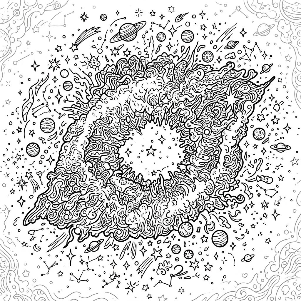 Ring Nebula Adult Coloring Page - Intricate & Free Printable — Color Pop