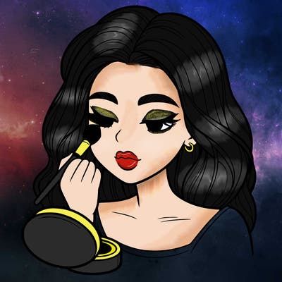 a realistic girl doing her makeup