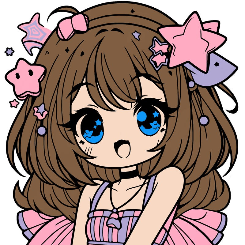 cute anime girl with star accessories