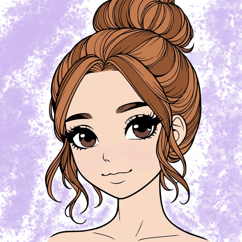 realistic pretty girl with hair in bun