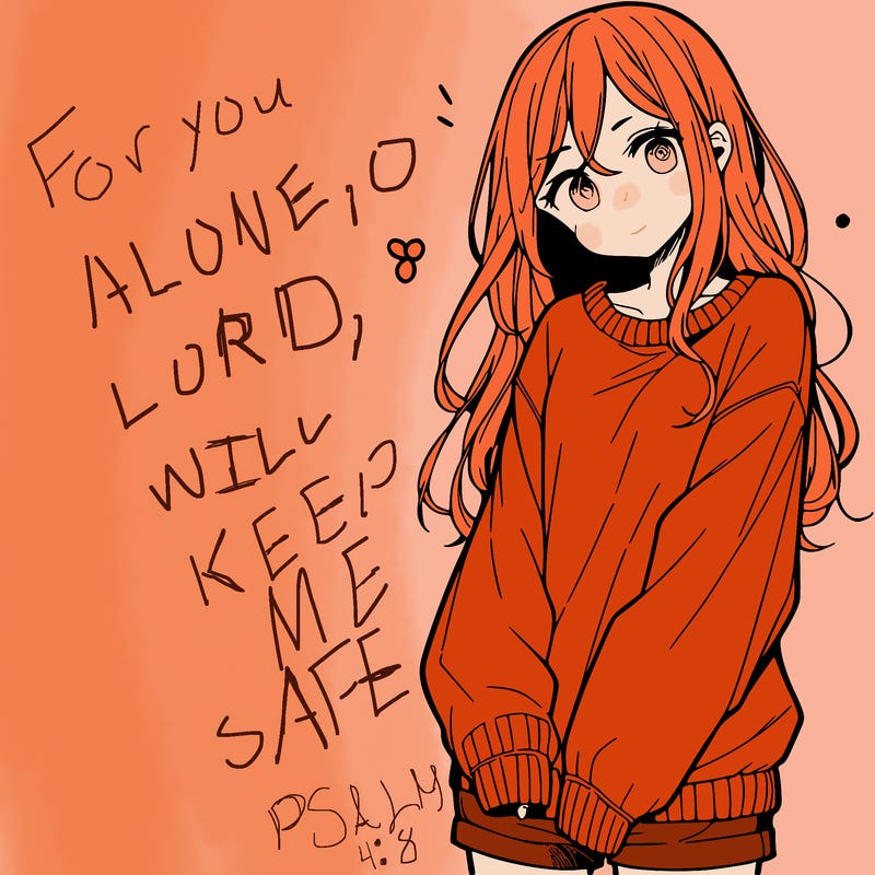 manga teen girl  in a sweater and baggy pants