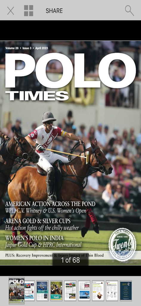 Polo Times - Cover of the Polo Times digital magazine showing a polo player in action