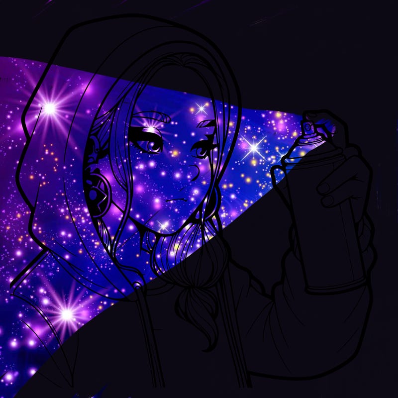 a realistic girl, spray painting