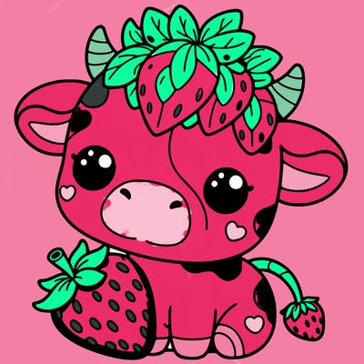 cute strawberry cow