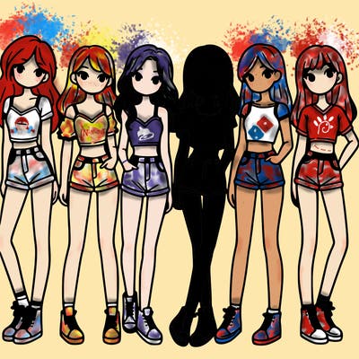 a group of girls wearing crop tops and shorts