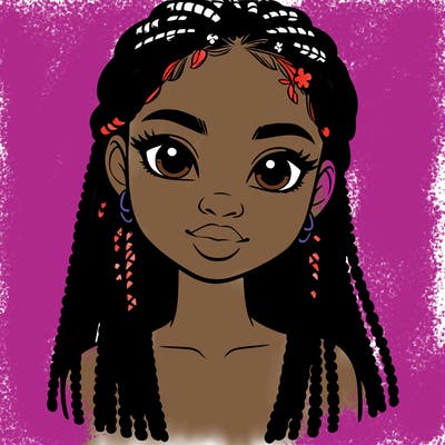 a realistic black girl with braids