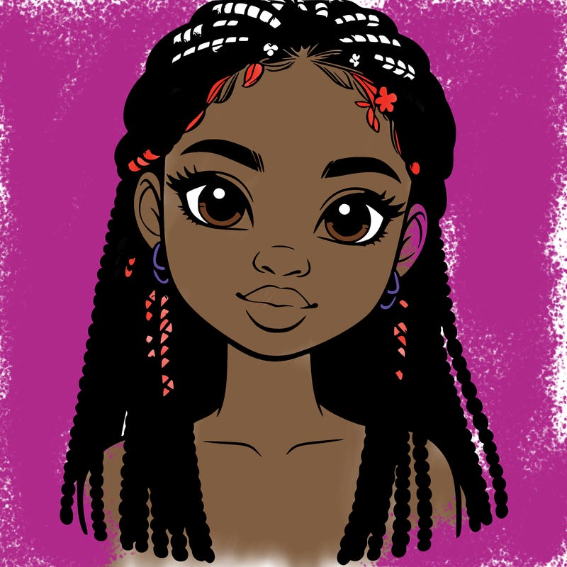 a realistic black girl with braids